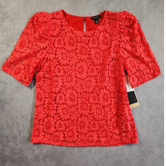 Halogen Floral Top Womens Size Small Petite SP Red Peplum Nordstroms New NWT - Picture 1 of 13